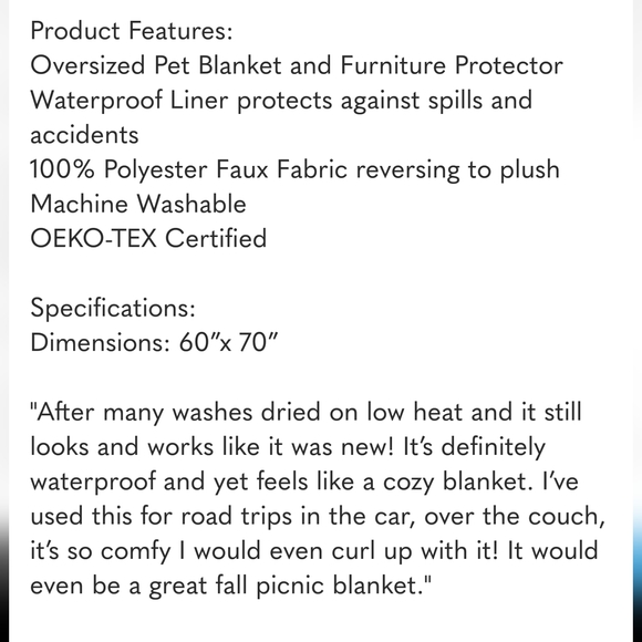 Brentwood Oversized Waterproof Pet Blanket and Furniture Protector, Grey - Picture 3 of 4